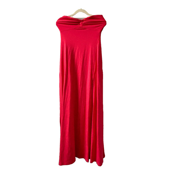 Susana Monaco Twist Front Strapless Maxi Dress Watermelon Size S‎ Side Split NWT - Picture 3 of 12